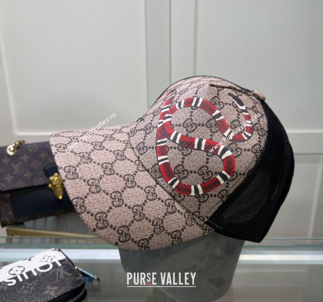 Gucci GG Canvas Baseball Hat with Kingsnake Print Beige 2024 040301 (A-240403073)