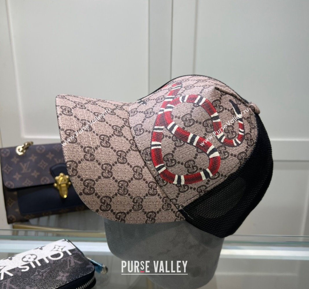 Gucci GG Canvas Baseball Hat with Kingsnake Print Beige 2024 040301 (A-240403073)