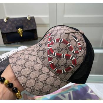 Gucci GG Canvas Baseball Hat with Kingsnake Print Beige 2024 040301 (A-240403073)