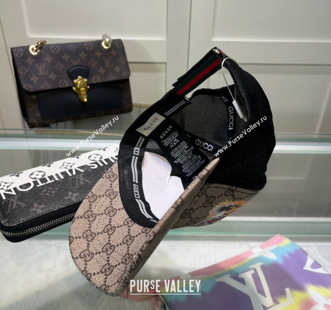 Gucci GG Canvas Baseball Hat with Tiger Print Beige 2024 040301 (A-240403076)