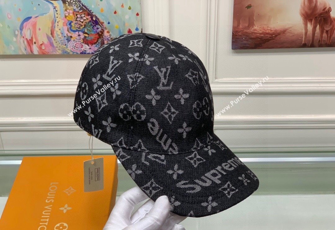 Supreme x Louis Vuitton Denim Baseball Hat Black 2024 (XMN-240403014)