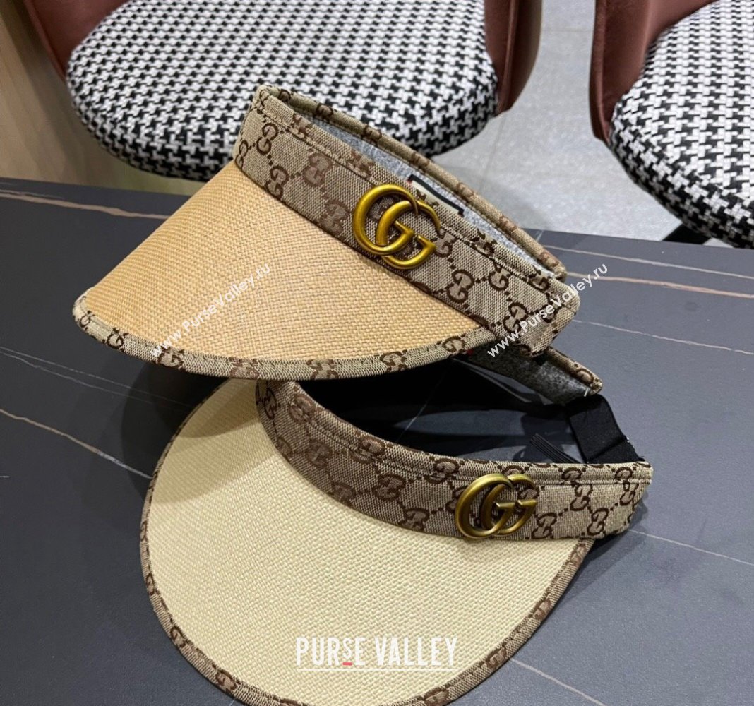 Gucci Straw and Canvas Visor Hat 2024 0403 (A-240403079)
