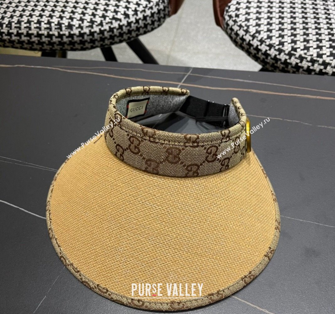 Gucci Straw and Canvas Visor Hat 2024 0403 (A-240403079)