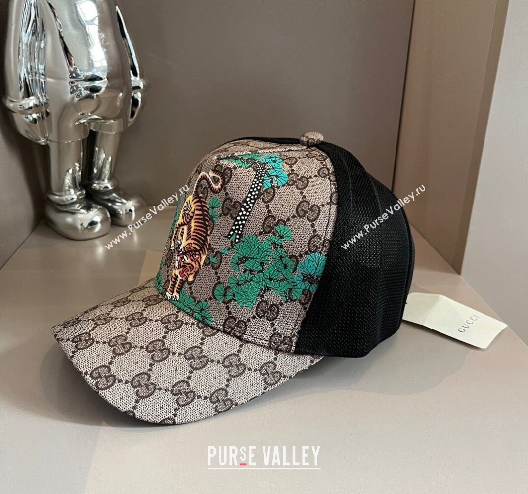 Gucci GG Canvas Baseball Hat with Tiger Beige 2024 040302 (XMN-240403092)