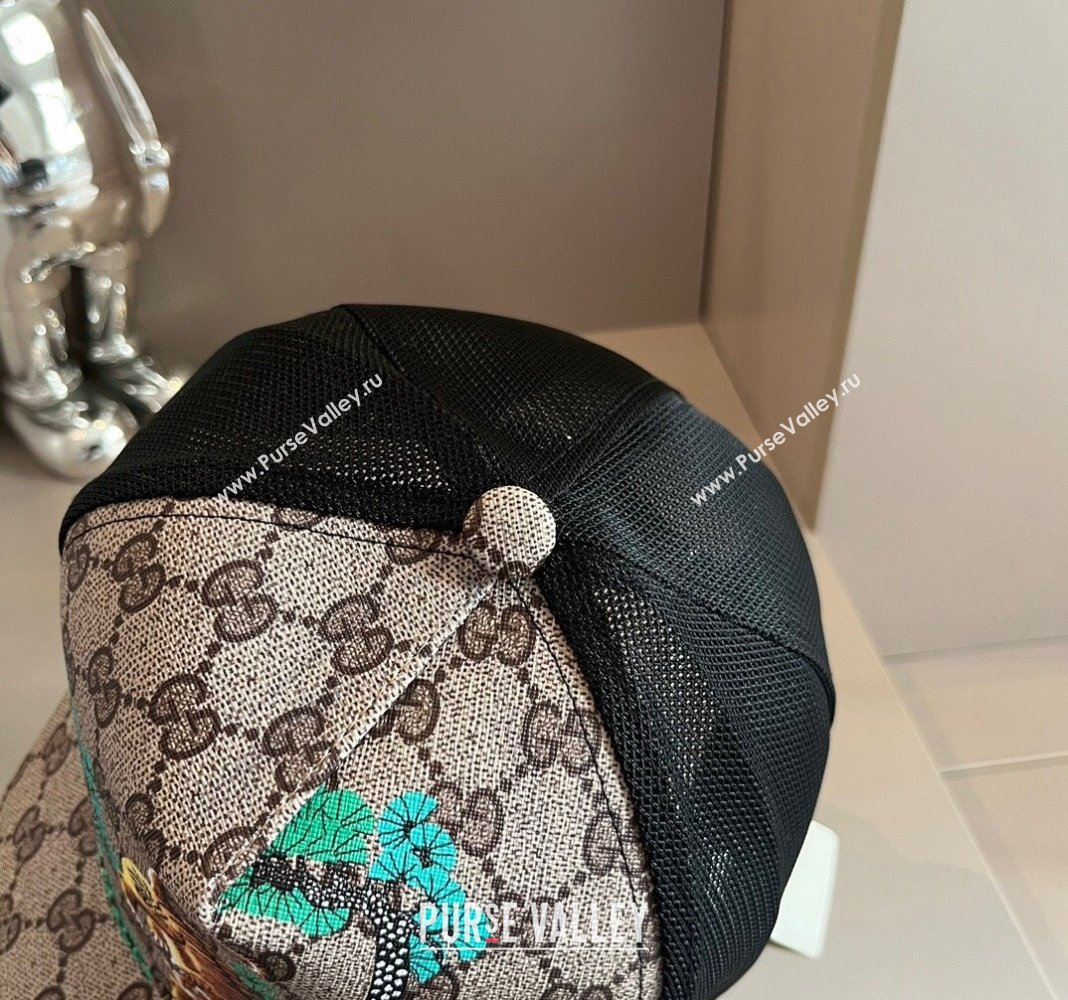 Gucci GG Canvas Baseball Hat with Tiger Beige 2024 040302 (XMN-240403092)