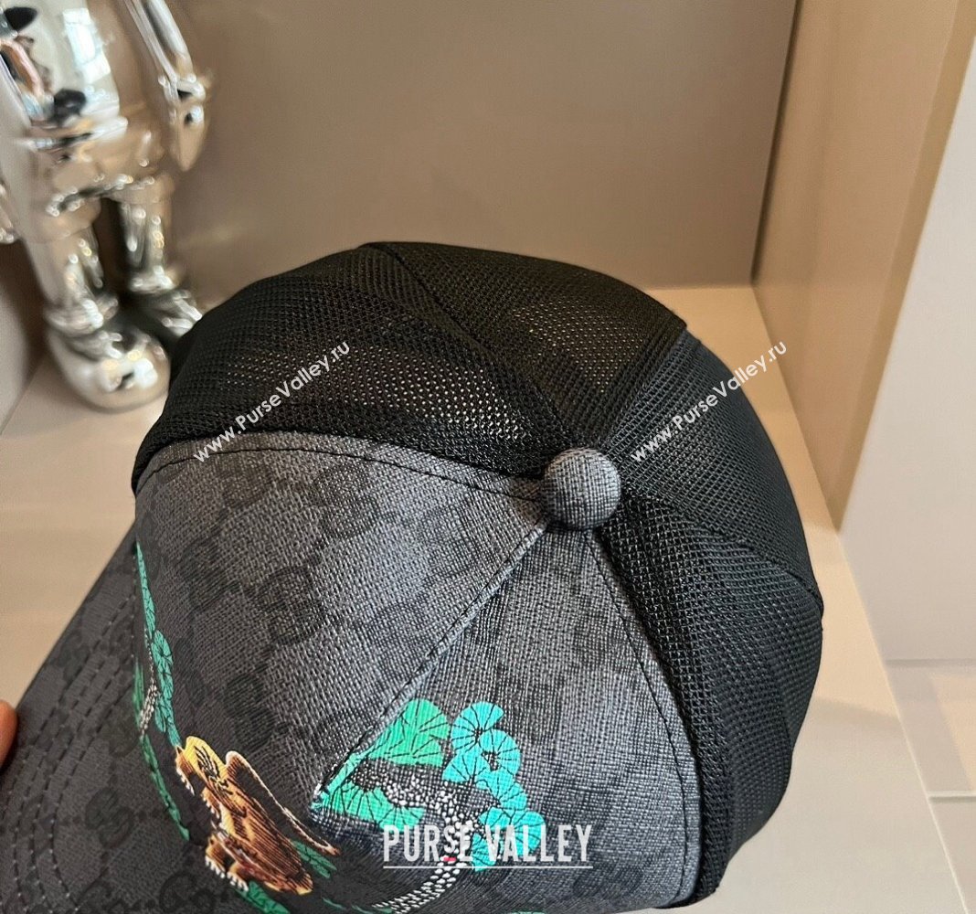 Gucci GG Canvas Baseball Hat with Tiger Black 2024 040302 (XMN-240403093)