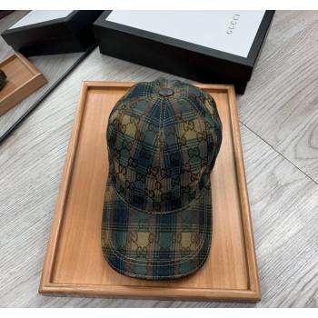 Gucci Check Baseball Hat Green/Beige 2024 0403 (YF-240403111)