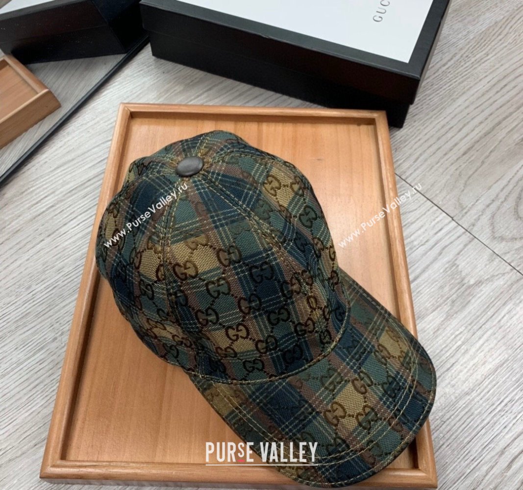 Gucci Check Baseball Hat Green/Beige 2024 0403 (YF-240403111)