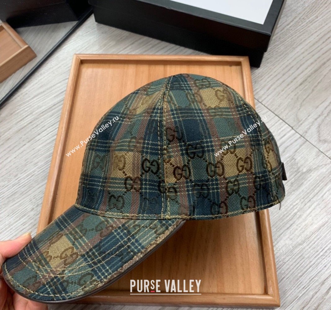Gucci Check Baseball Hat Green/Beige 2024 0403 (YF-240403111)