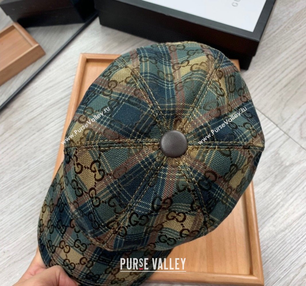 Gucci Check Baseball Hat Green/Beige 2024 0403 (YF-240403111)