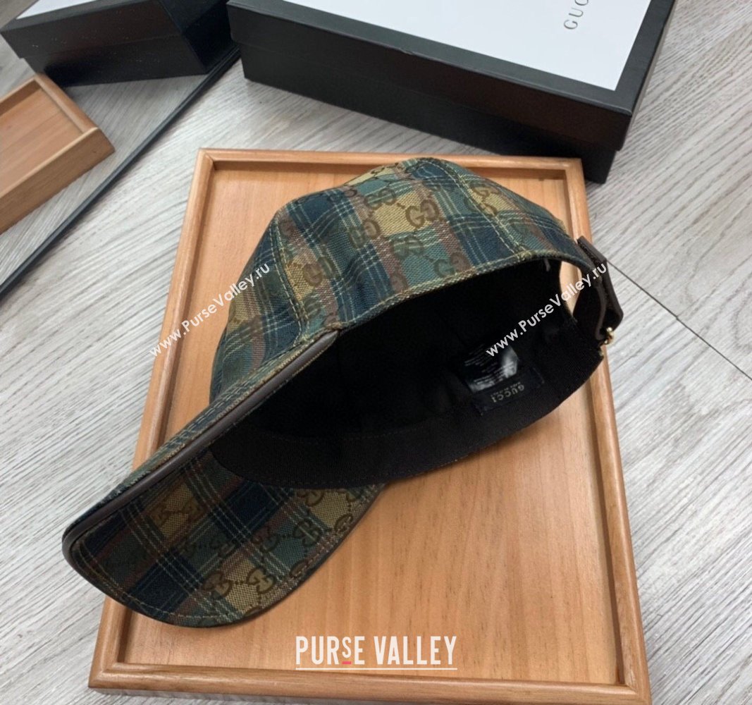 Gucci Check Baseball Hat Green/Beige 2024 0403 (YF-240403111)
