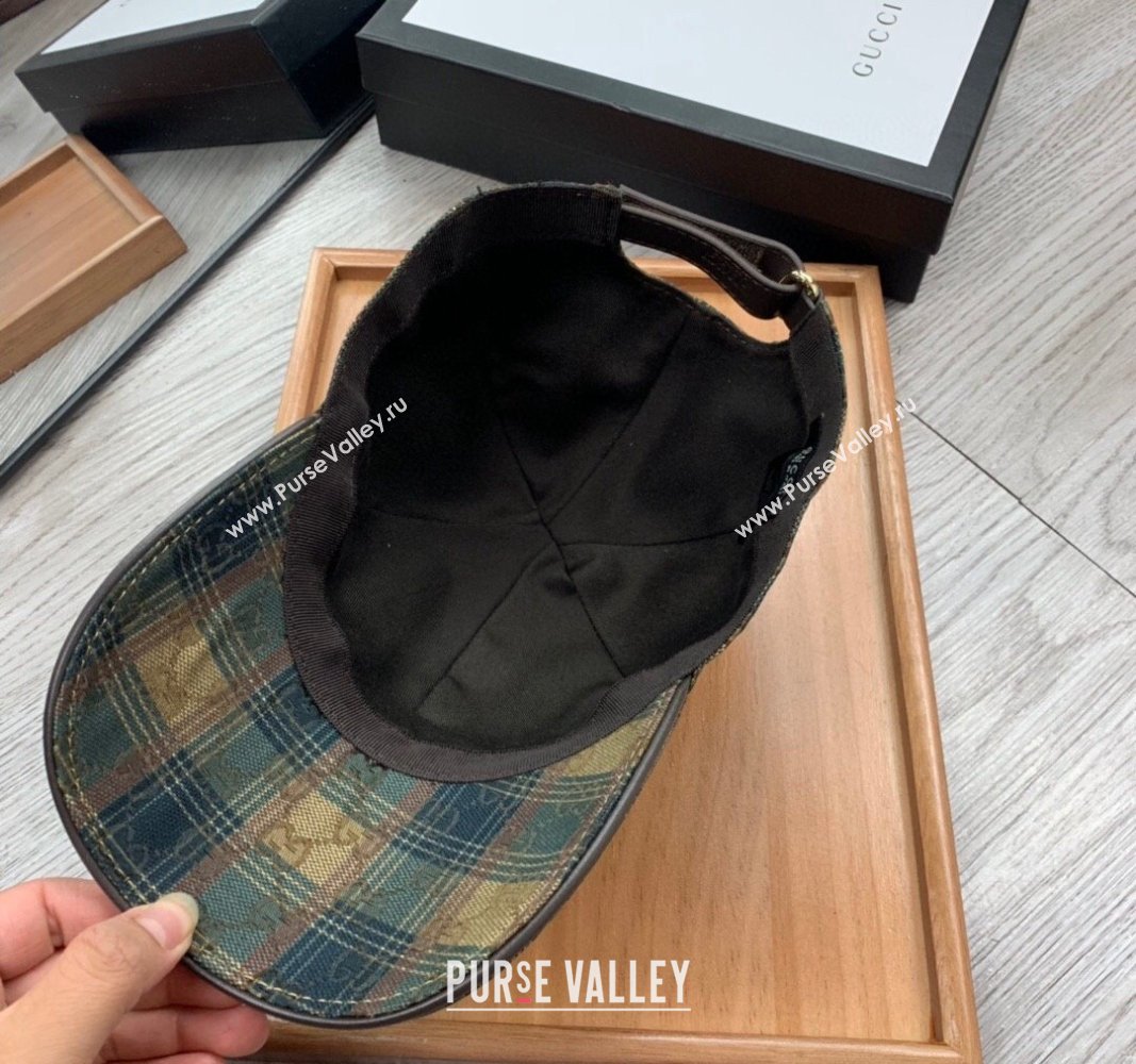 Gucci Check Baseball Hat Green/Beige 2024 0403 (YF-240403111)