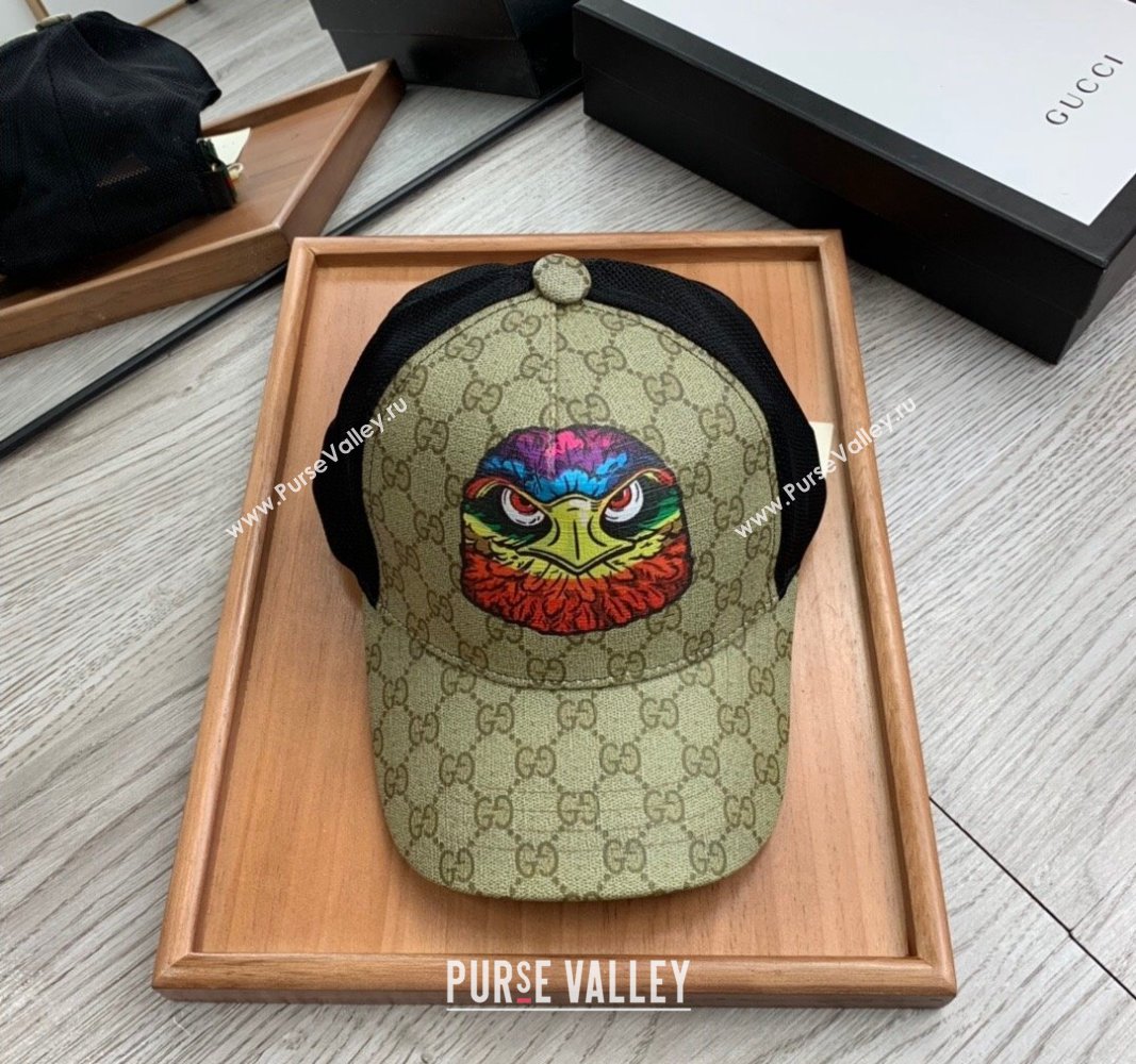 Gucci GG Canvas Baseball Hat with Eagle Print Beige 2024 0403 (MAO-240403112)
