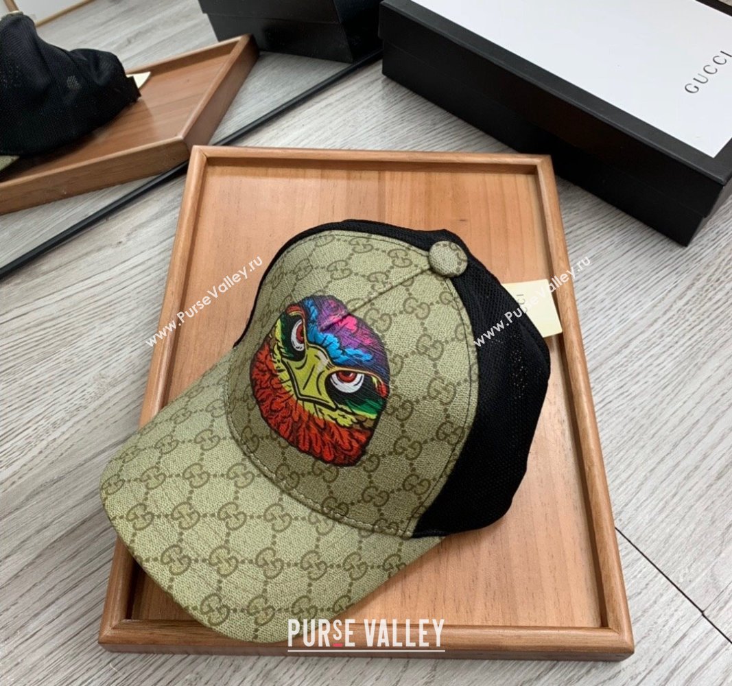Gucci GG Canvas Baseball Hat with Eagle Print Beige 2024 0403 (MAO-240403112)