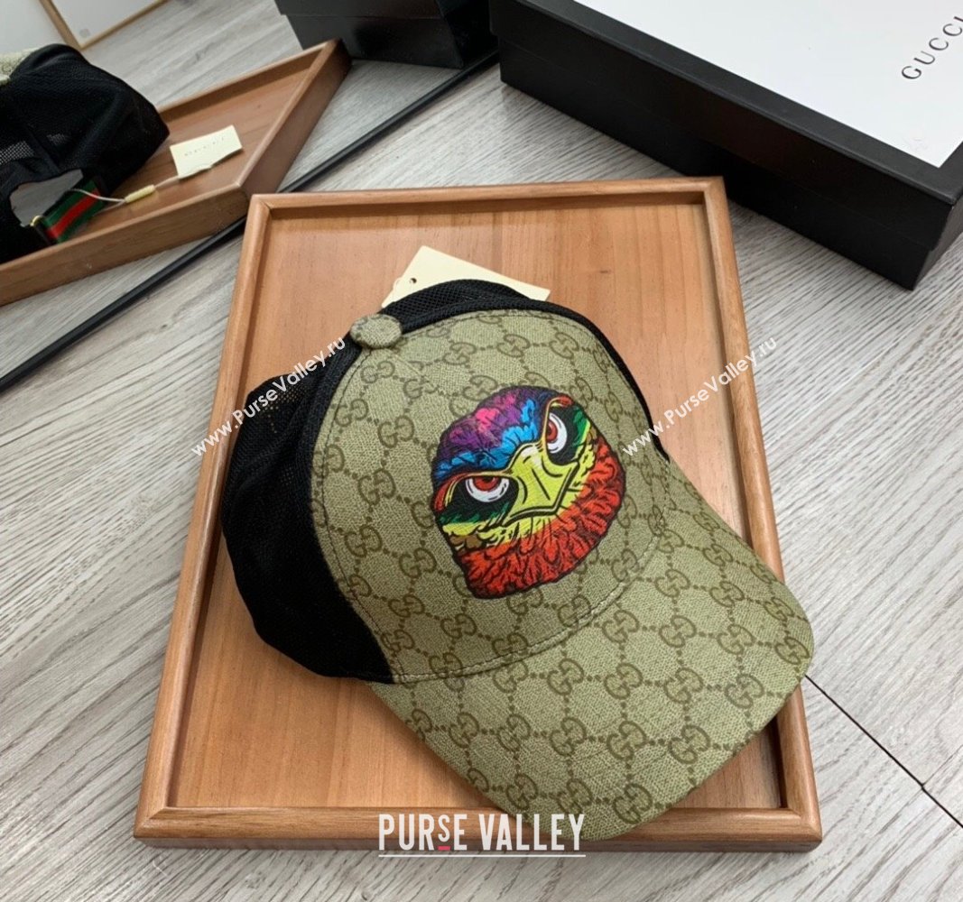 Gucci GG Canvas Baseball Hat with Eagle Print Beige 2024 0403 (MAO-240403112)