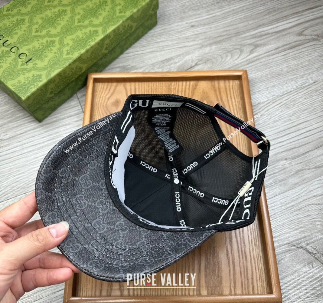 Gucci GG Canvas Baseball Hat with Cat Print Black 2024 0403 (MAO-240403114)