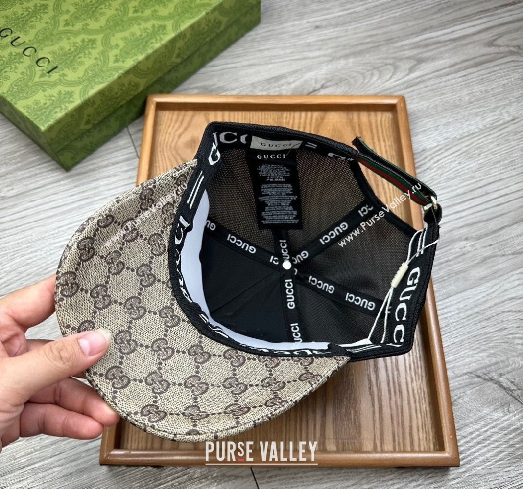 Gucci GG Canvas Baseball Hat with Cat Print Beige 2024 0403 (MAO-240403115)