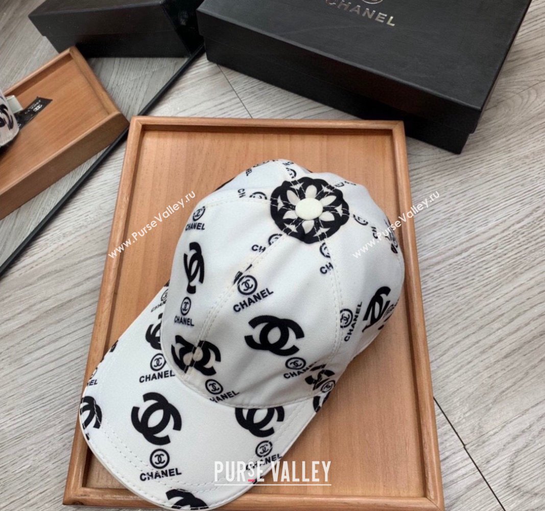 Chanel CC Print Hat White 2024 040301 (MAO-240403109)