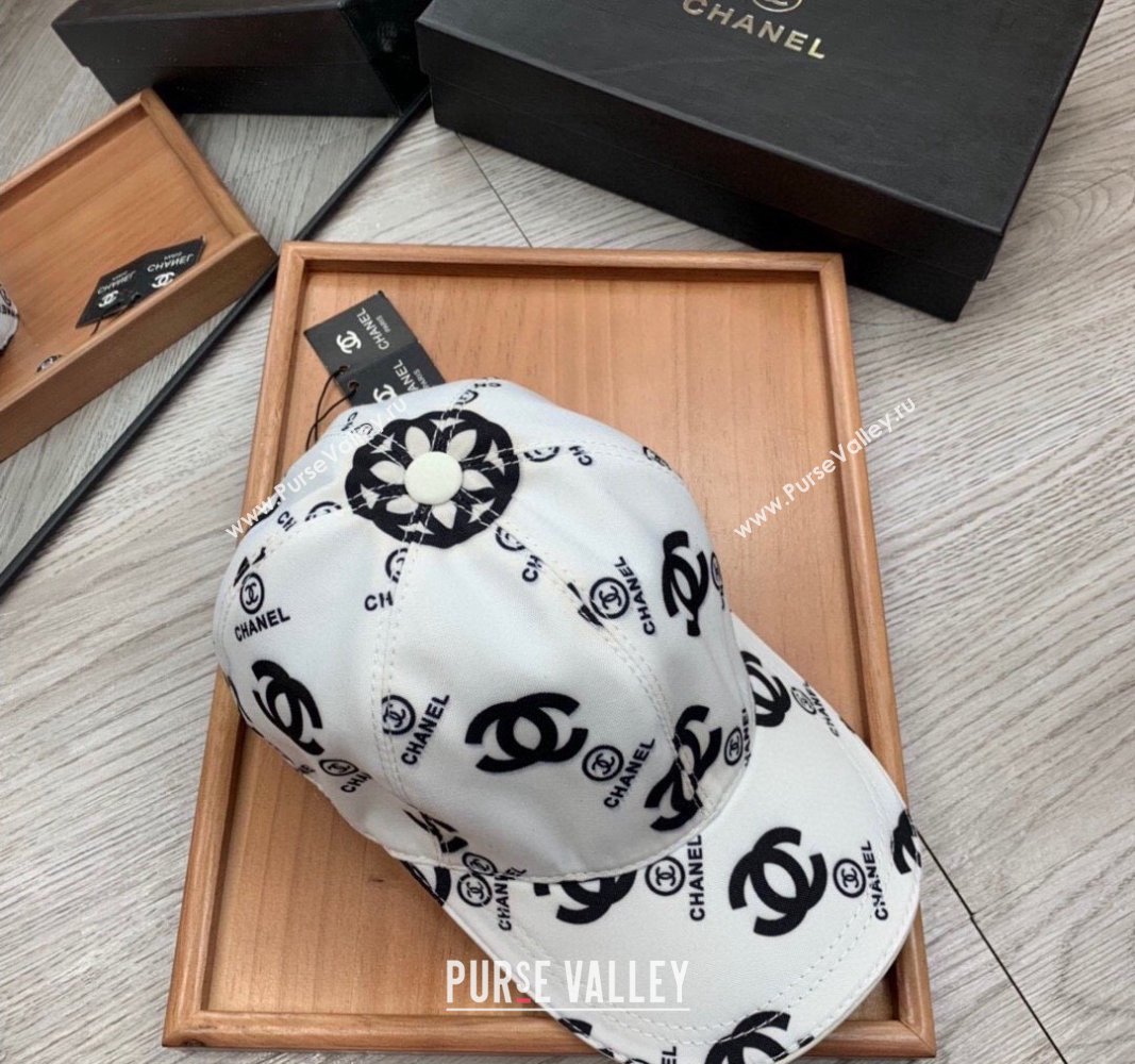 Chanel CC Print Hat White 2024 040301 (MAO-240403109)