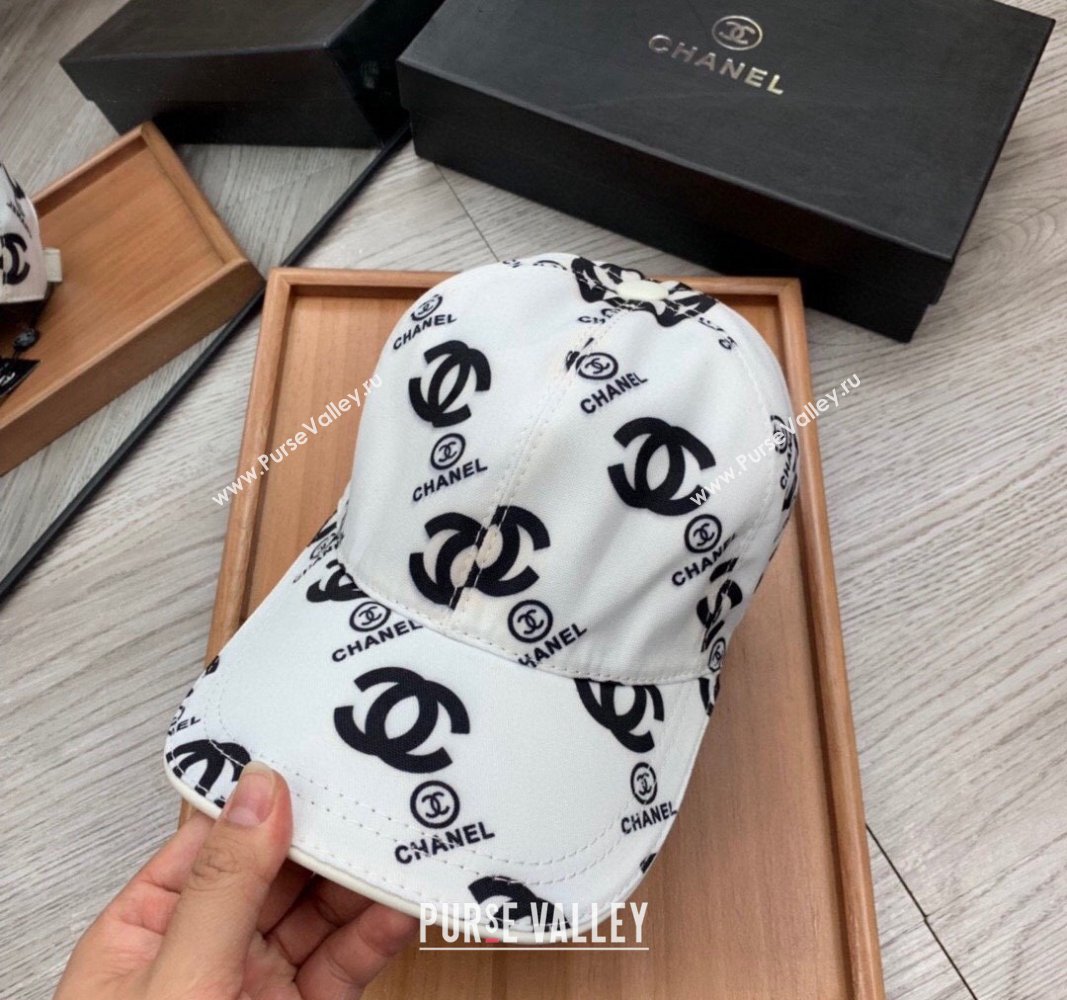 Chanel CC Print Hat White 2024 040301 (MAO-240403109)