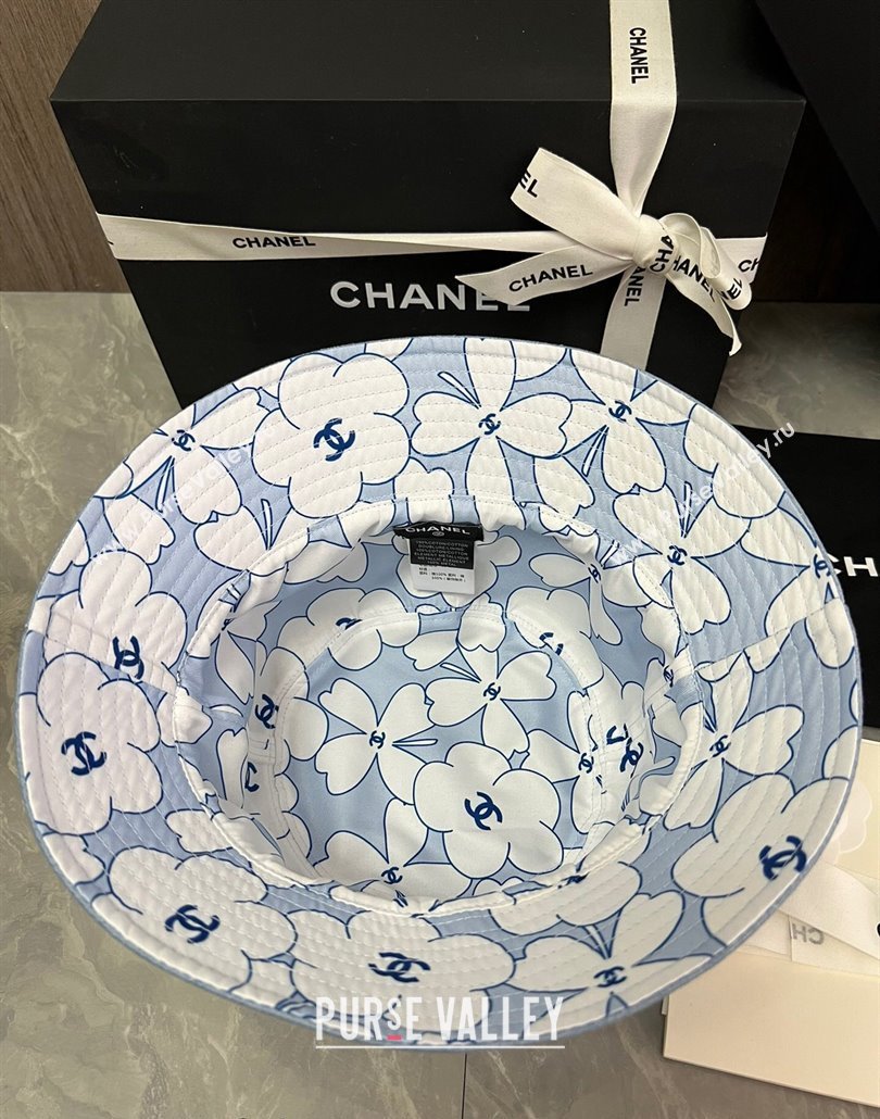 Chanel Denim Bucket Hat with Strass CC Blue 2024 0514 (MAO-240514048)