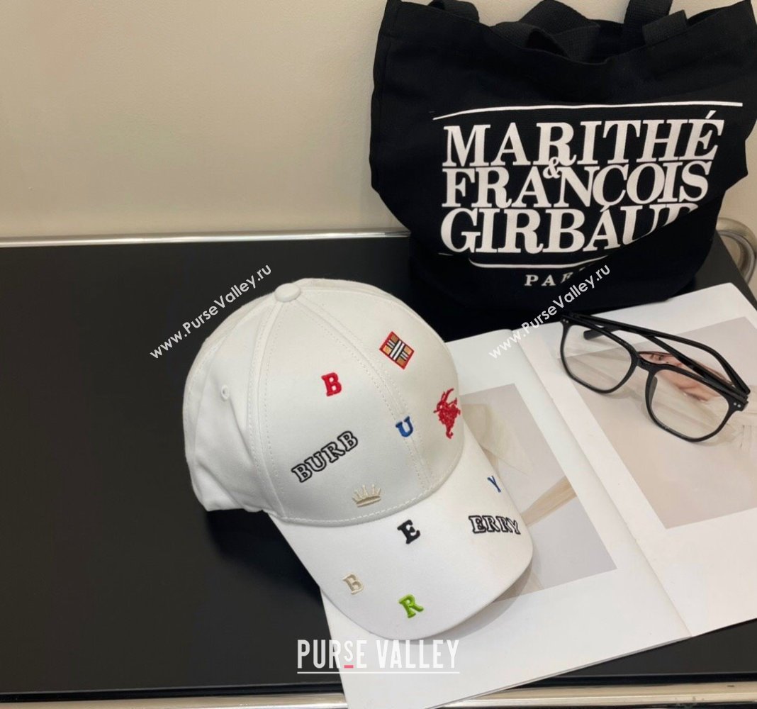Burberry Logo Patch Baseball Hat White 2024 0514 (MAO-240514049)