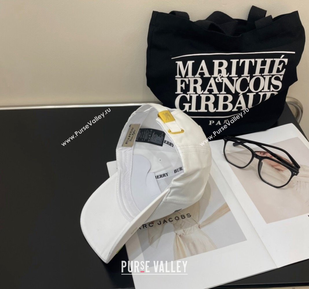 Burberry Logo Patch Baseball Hat White 2024 0514 (MAO-240514049)
