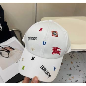 Burberry Logo Patch Baseball Hat White 2024 0514 (MAO-240514049)