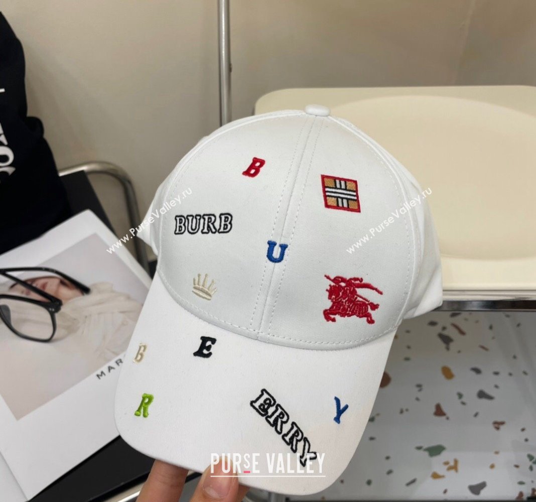 Burberry Logo Patch Baseball Hat White 2024 0514 (MAO-240514049)