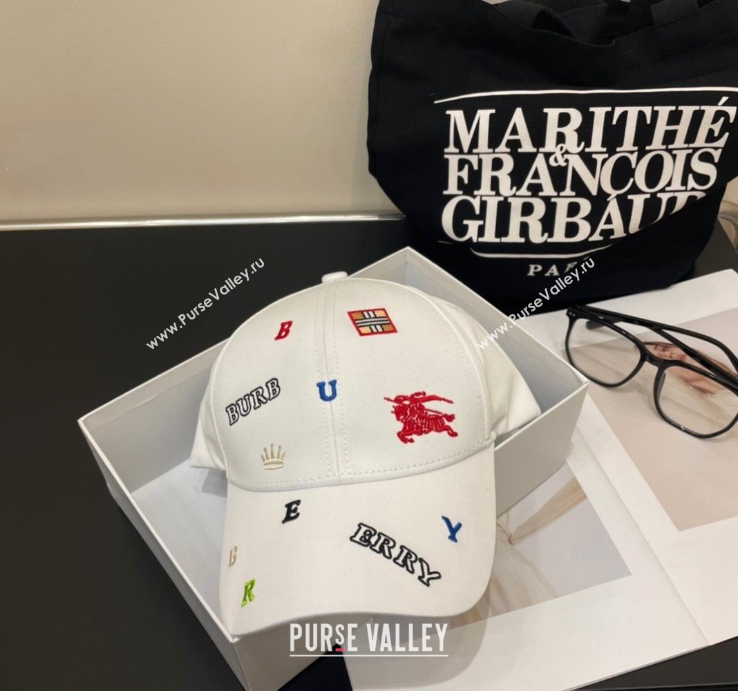 Burberry Logo Patch Baseball Hat White 2024 0514 (MAO-240514049)