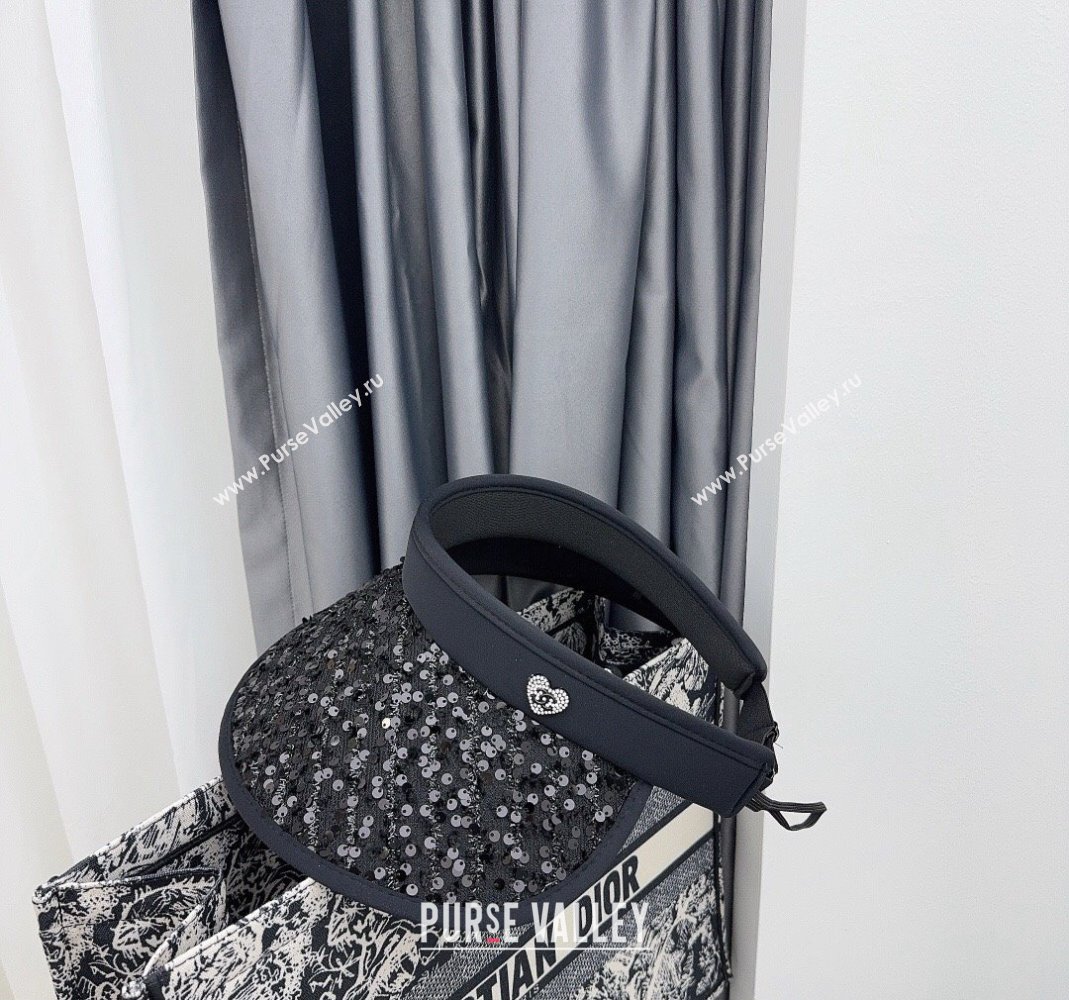 Chanel Visor Hat with Heart and Sequins Black 2024 0514 (MAO-240514053)
