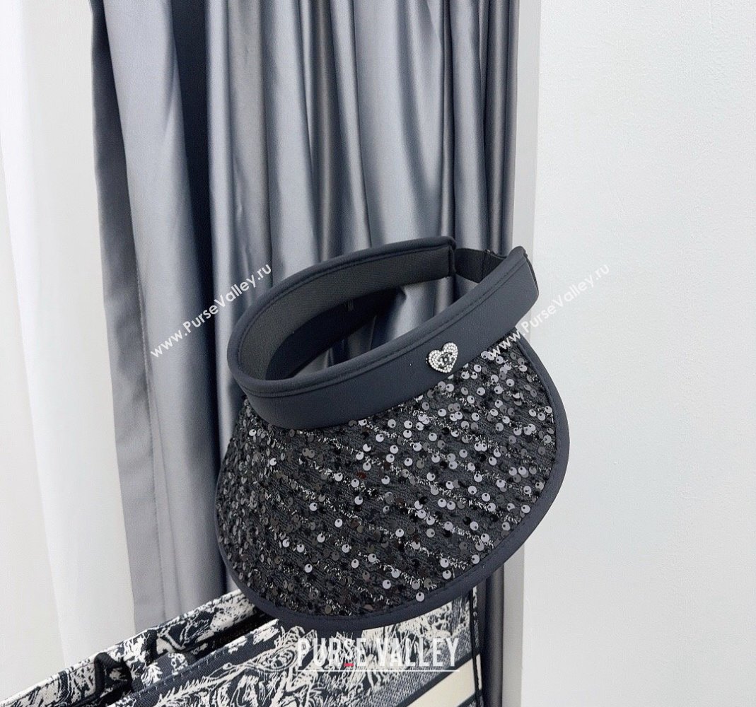 Chanel Visor Hat with Heart and Sequins Black 2024 0514 (MAO-240514053)