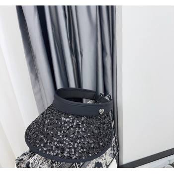 Chanel Visor Hat with Heart and Sequins Black 2024 0514 (MAO-240514053)