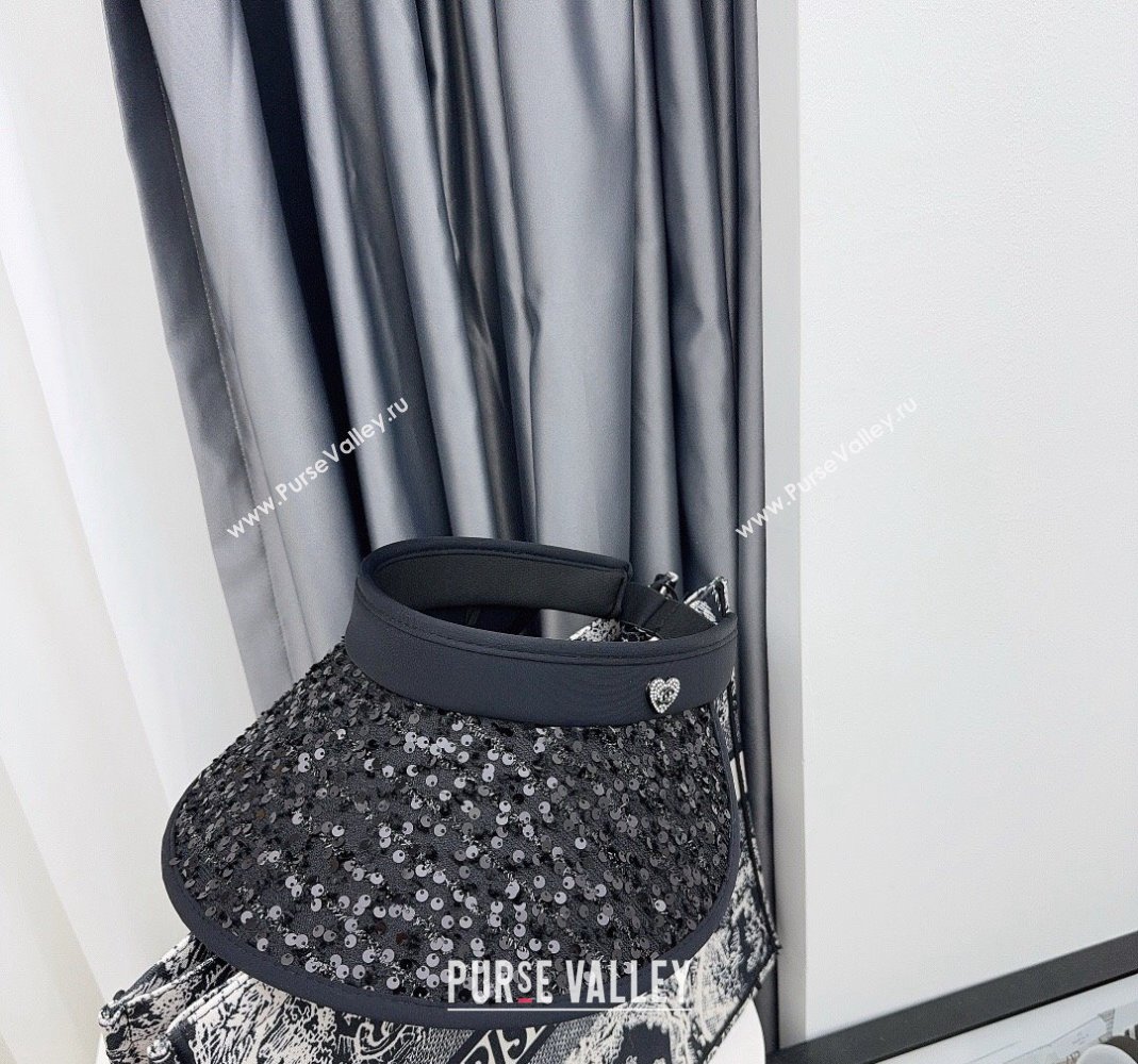 Chanel Visor Hat with Heart and Sequins Black 2024 0514 (MAO-240514053)