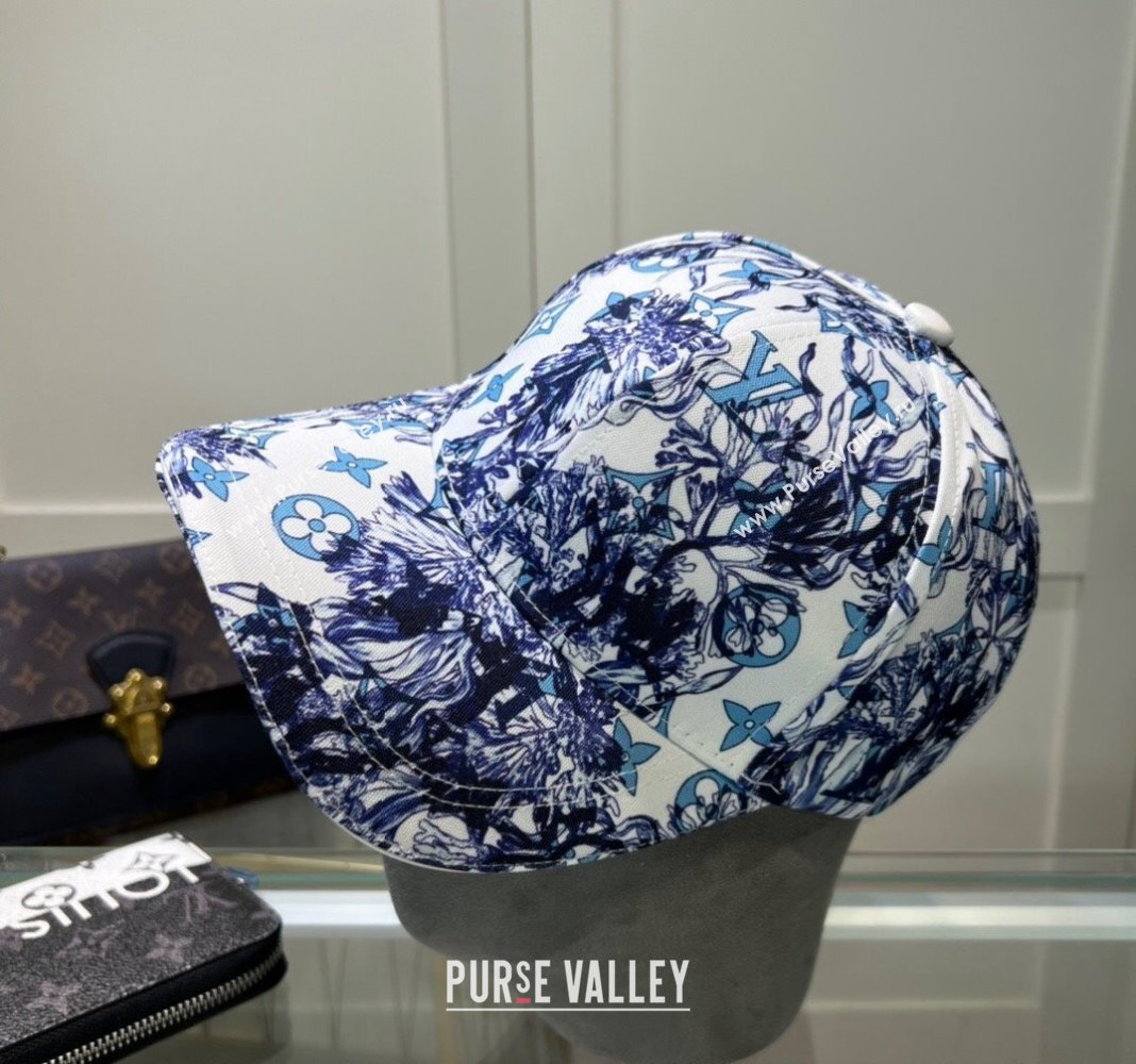 Louis Vuitton Printed Baseball hat Blue/White 2024 0514 (MAO-240514055)