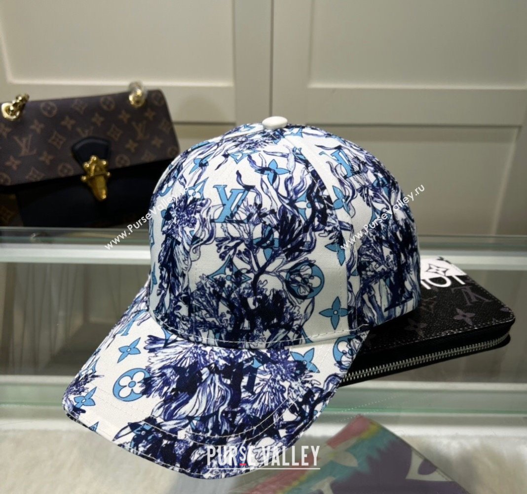 Louis Vuitton Printed Baseball hat Blue/White 2024 0514 (MAO-240514055)