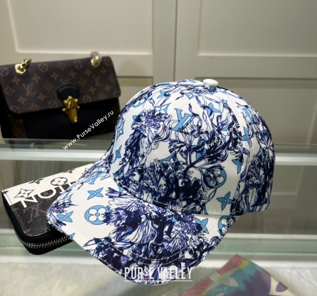Louis Vuitton Printed Baseball hat Blue/White 2024 0514 (MAO-240514055)