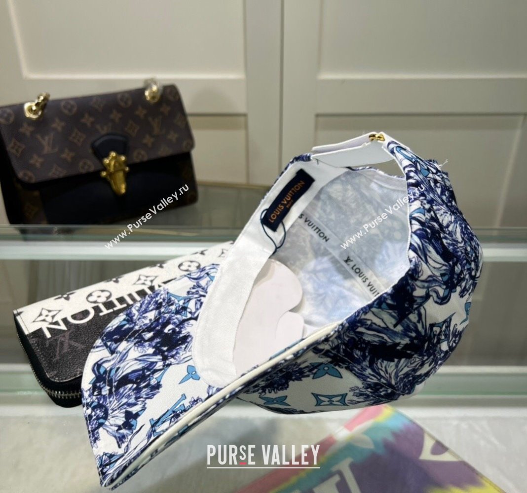 Louis Vuitton Printed Baseball hat Blue/White 2024 0514 (MAO-240514055)