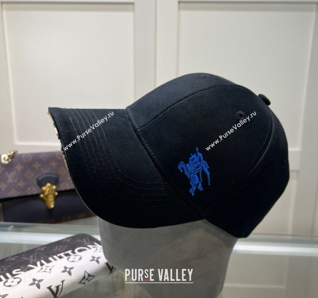 Burberry Canvas Baseball hat with Blue Logo Black 2024 0514 (MAO-240514060)
