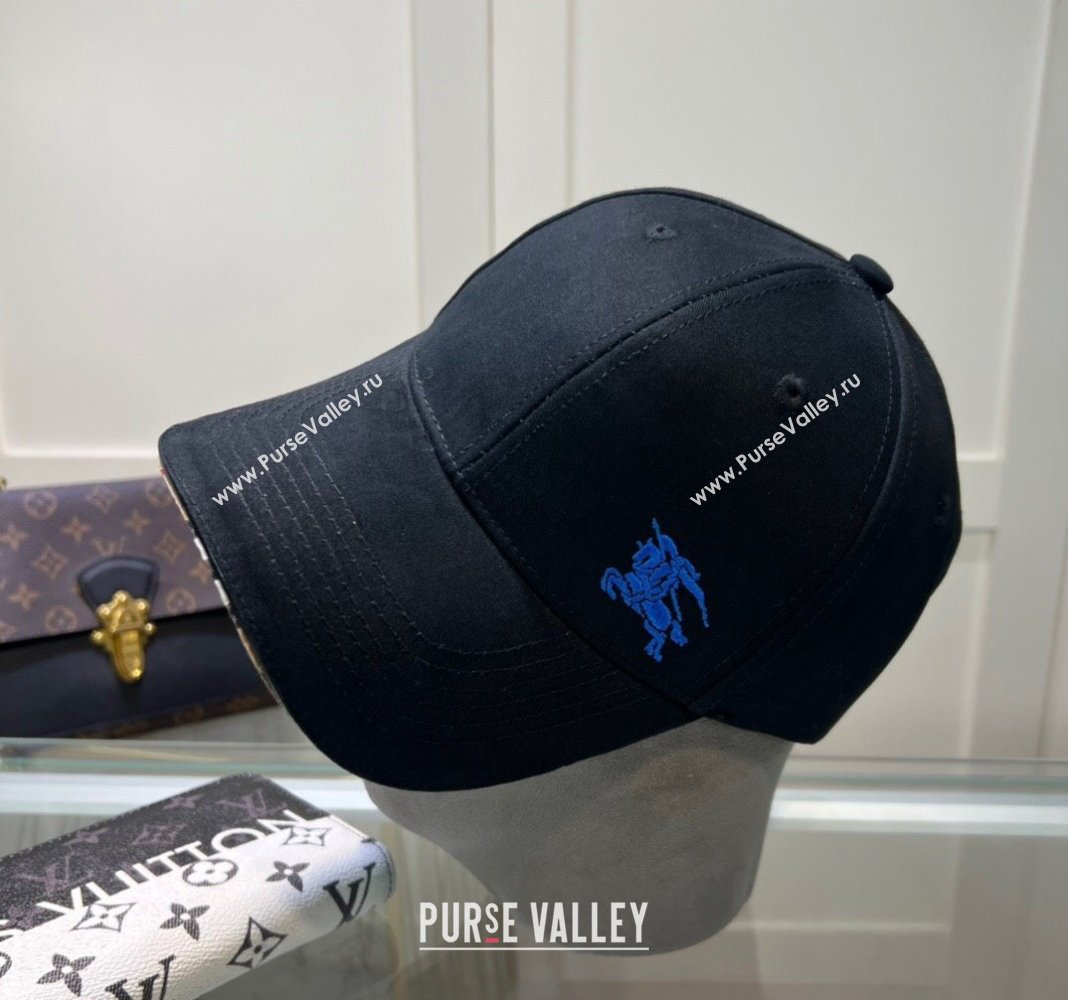 Burberry Canvas Baseball hat with Blue Logo Black 2024 0514 (MAO-240514060)