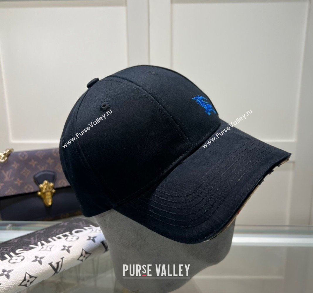 Burberry Canvas Baseball hat with Blue Logo Black 2024 0514 (MAO-240514060)