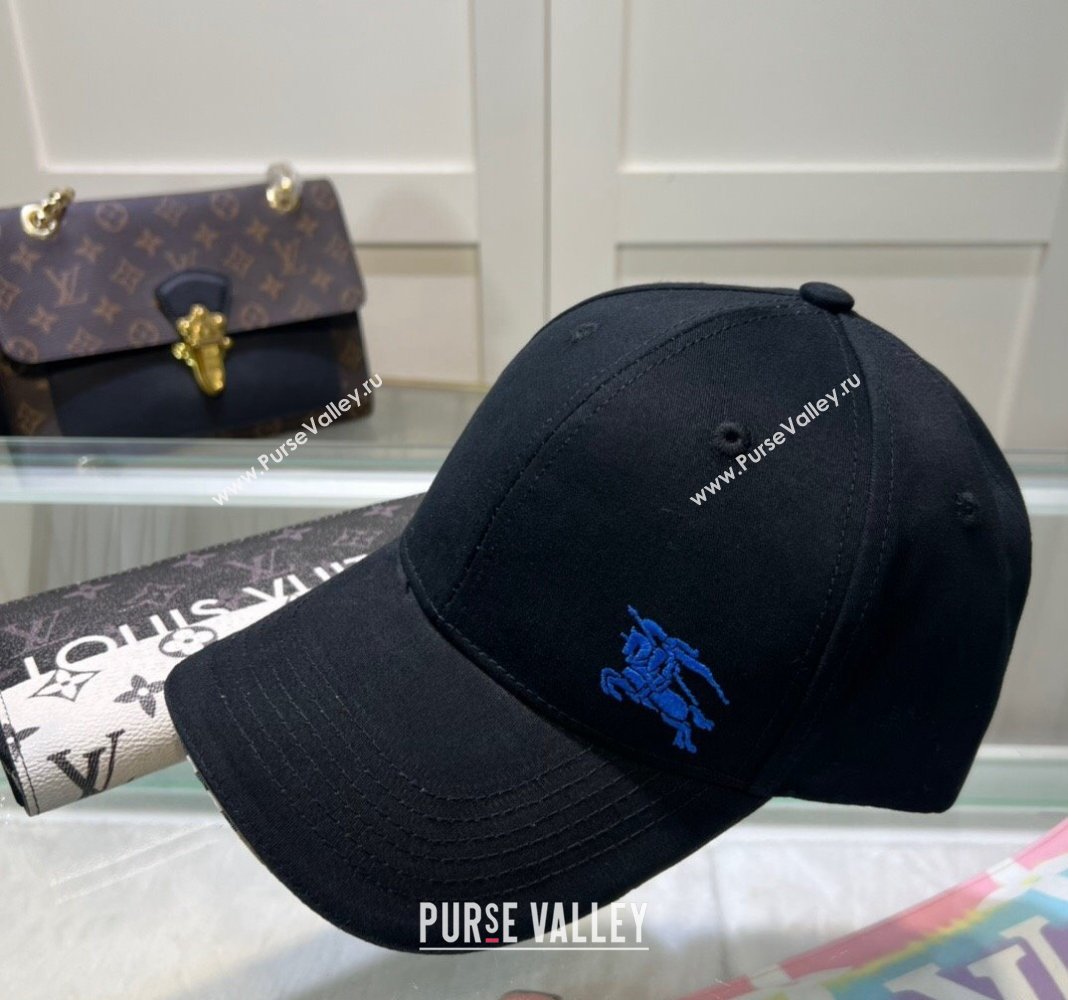 Burberry Canvas Baseball hat with Blue Logo Black 2024 0514 (MAO-240514060)