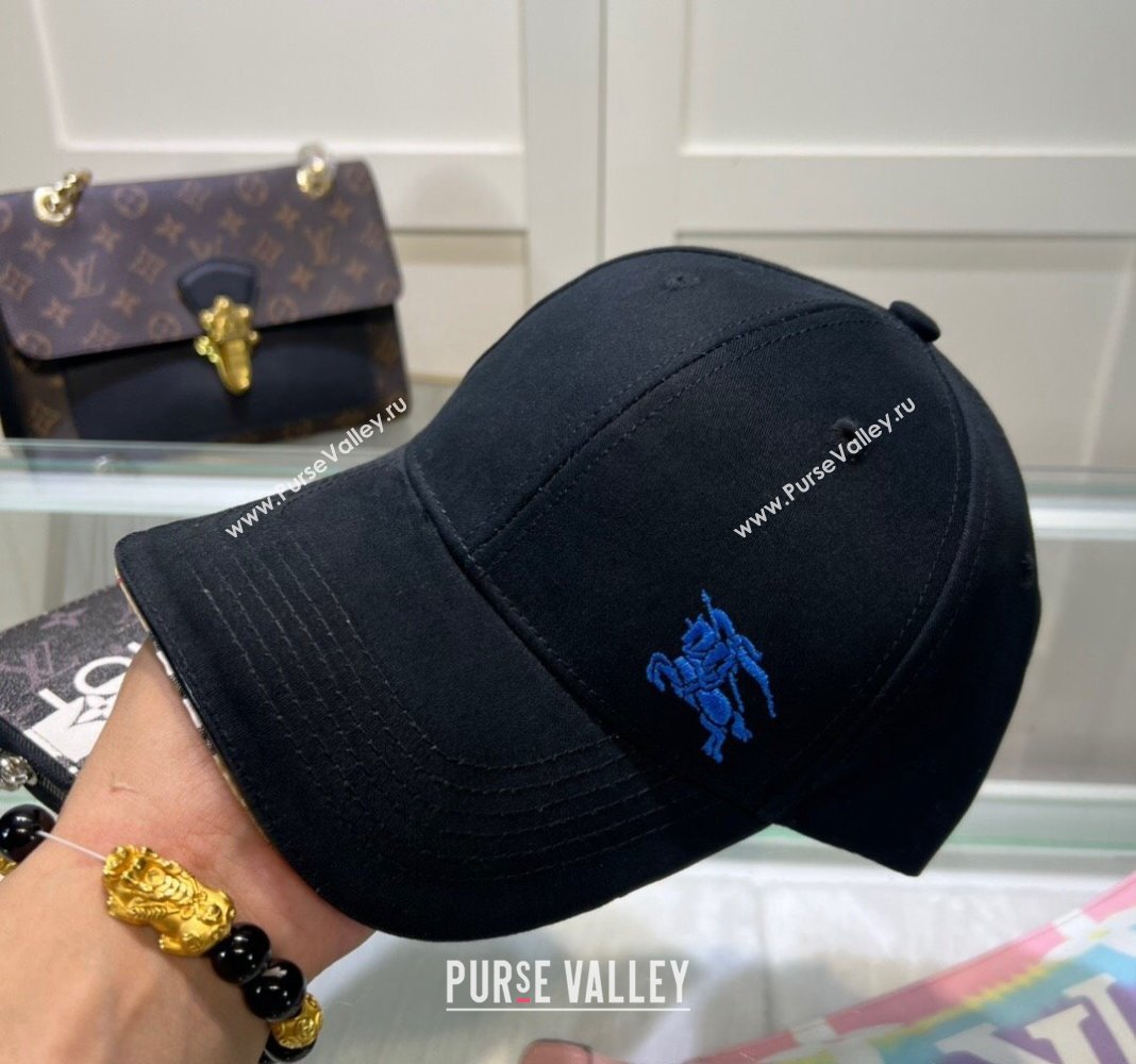 Burberry Canvas Baseball hat with Blue Logo Black 2024 0514 (MAO-240514060)