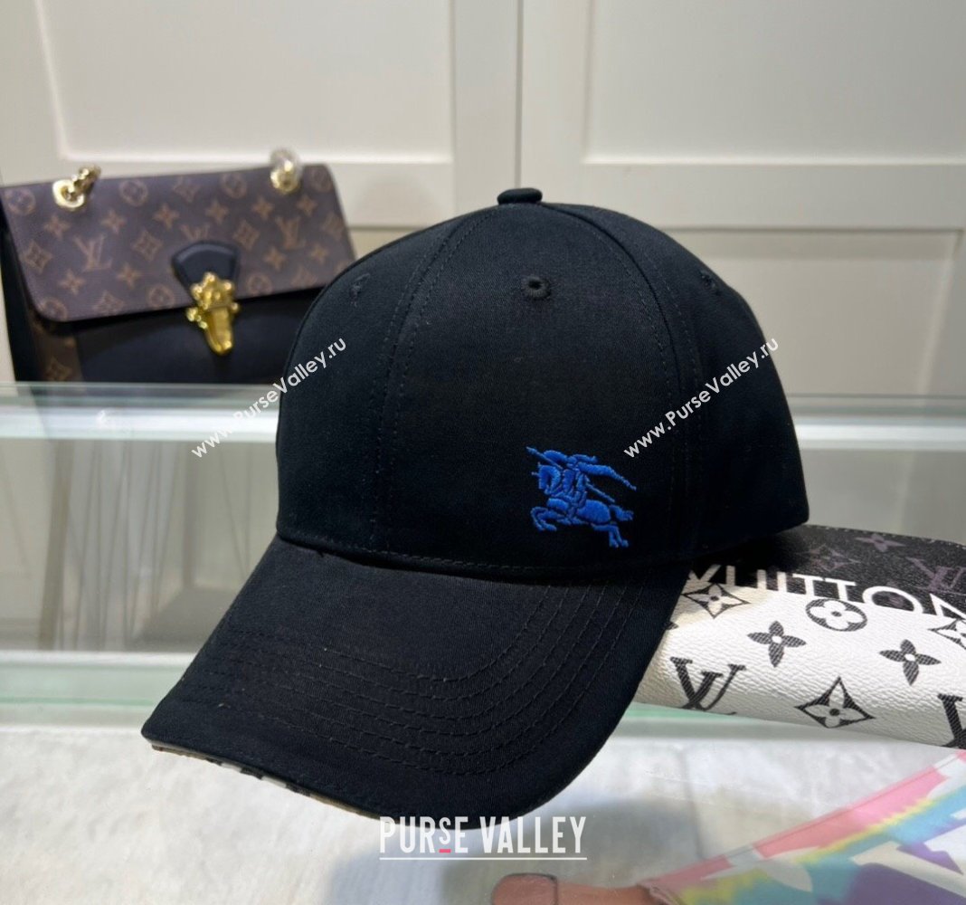 Burberry Canvas Baseball hat with Blue Logo Black 2024 0514 (MAO-240514060)