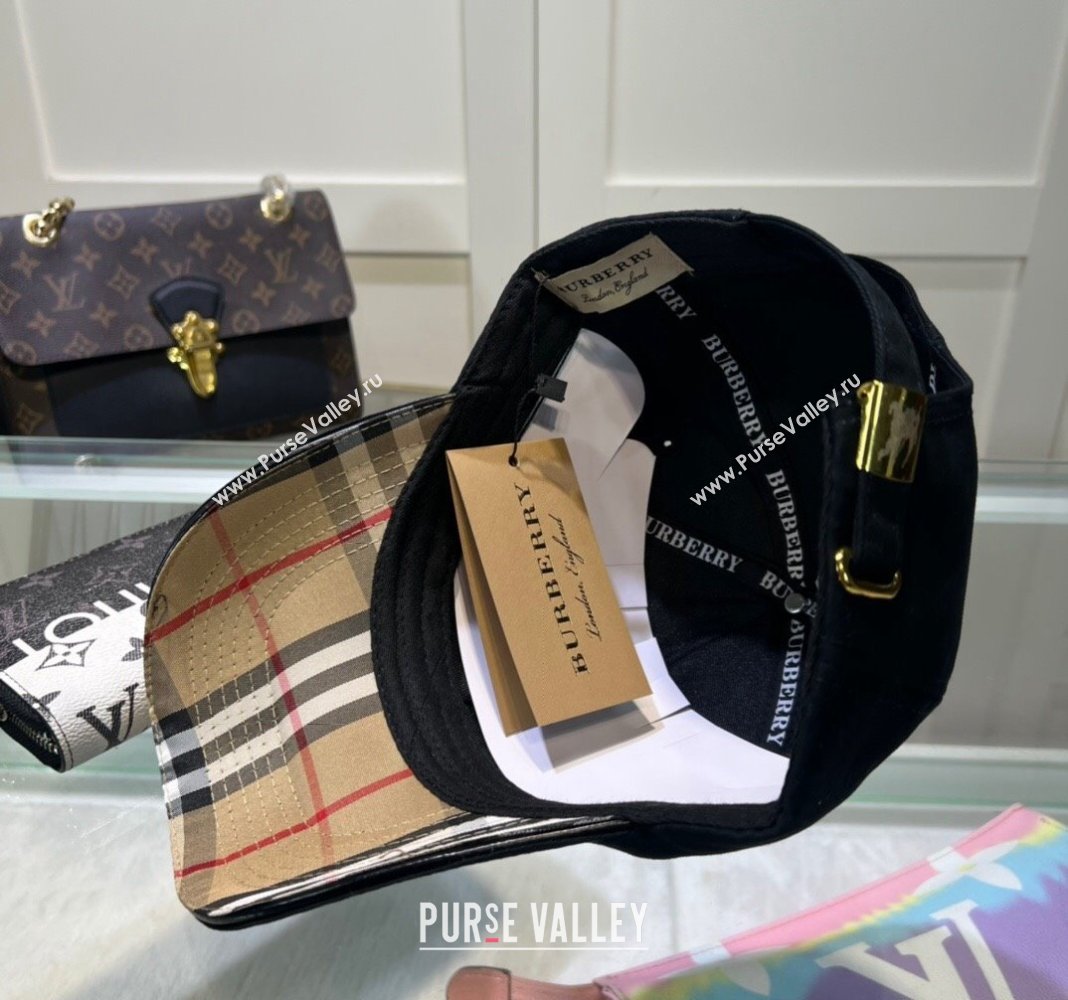 Burberry Canvas Baseball hat with Blue Logo Black 2024 0514 (MAO-240514060)