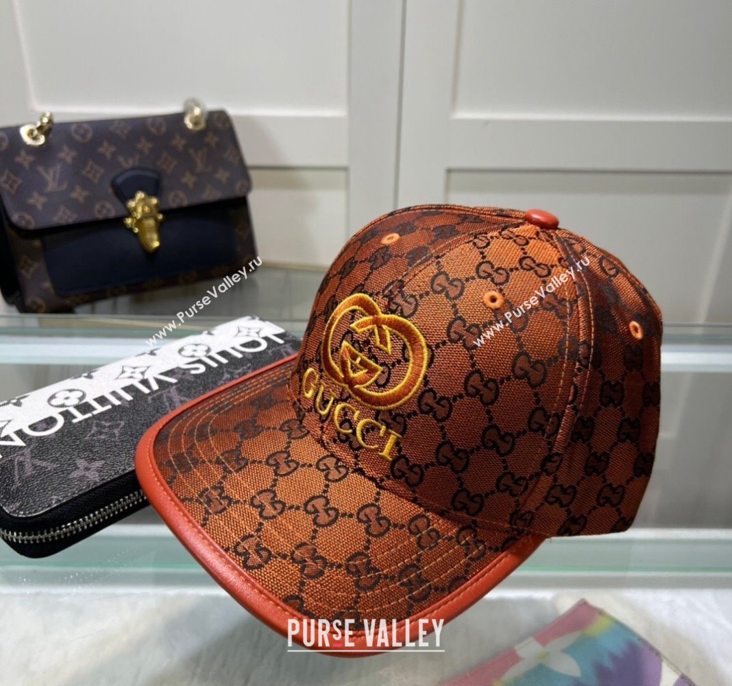 Gucci GG Canvas Baseball hat with Interlocking G Orange 2024 0513 (A-240514061)
