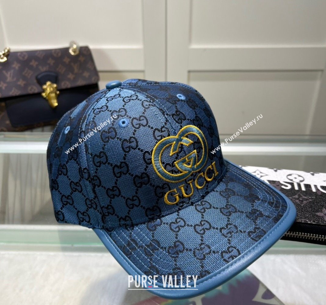 Gucci GG Canvas Baseball hat with Interlocking G Blue 2024 0513 (A-240514062)
