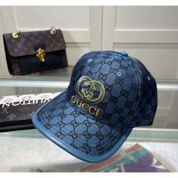 Gucci GG Canvas Baseball hat with Interlocking G Blue 2024 0513 (A-240514062)