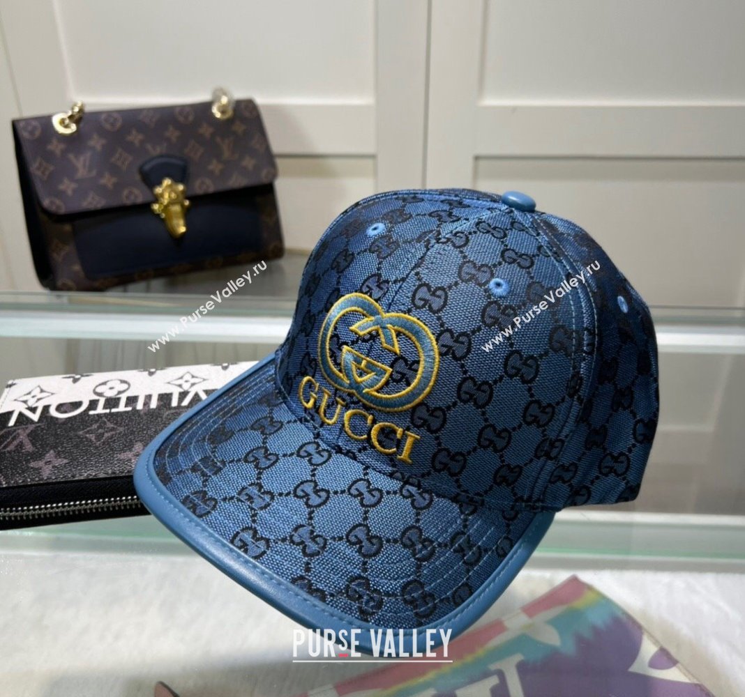Gucci GG Canvas Baseball hat with Interlocking G Blue 2024 0513 (A-240514062)
