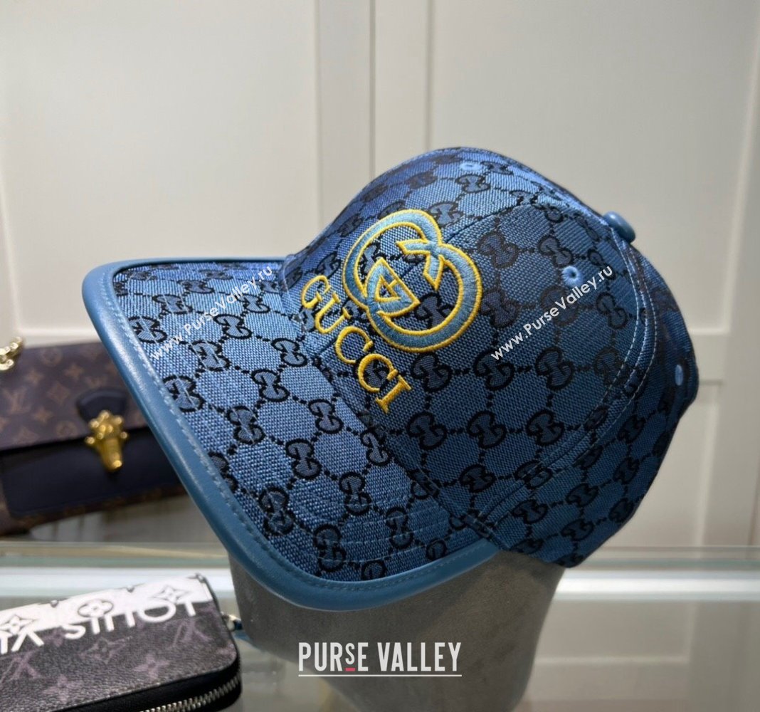 Gucci GG Canvas Baseball hat with Interlocking G Blue 2024 0513 (A-240514062)